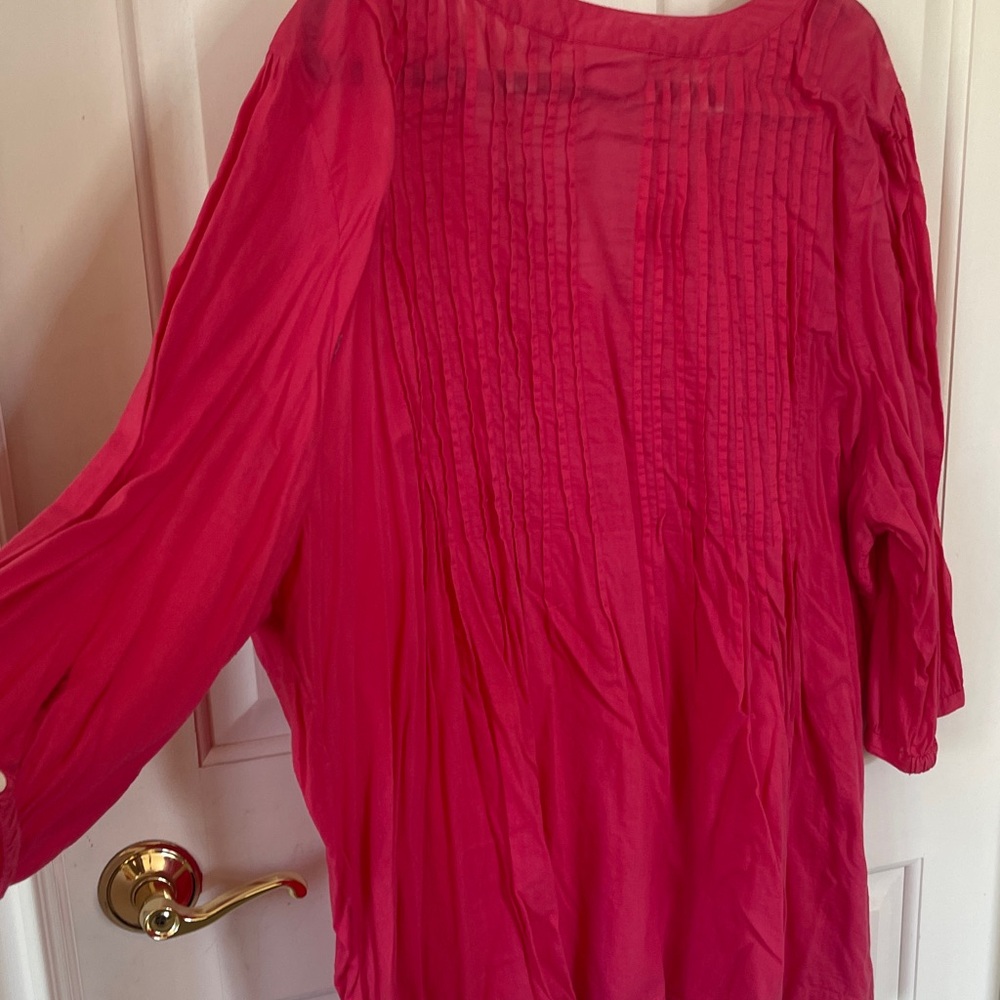 Avenue Vibrant Pink Button-Down Blouse - Picture 2 of 4
